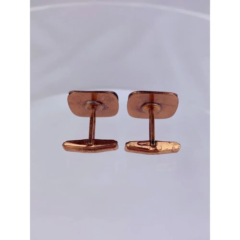 Copper & Black Modernist Scroll Cufflinks Diamond Modern Vintage L1
